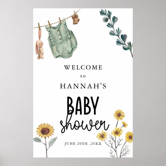 Geslachtsneutrale Boho babyshower welkomstbord Poster (Voorkant)