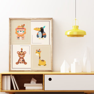 Geslachtsneutrale Boho Bosdieren Kinderkamer Kids Poster