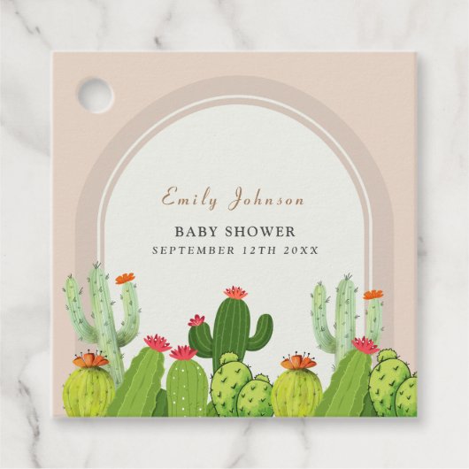Geslachtsneutrale Boho cactus archa Baby shower Bedankjes Labels (Voorkant)