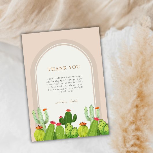 Geslachtsneutrale Boho cactus archa Baby shower Bedankkaart