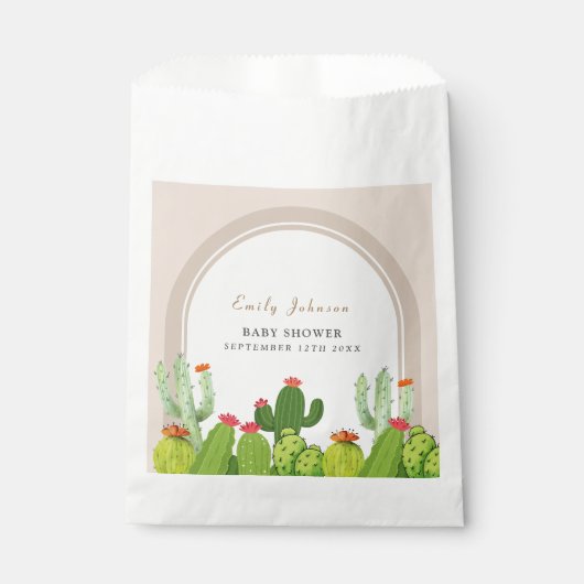 Geslachtsneutrale Boho cactus archa Baby shower Bedankzakje (Voorkant)
