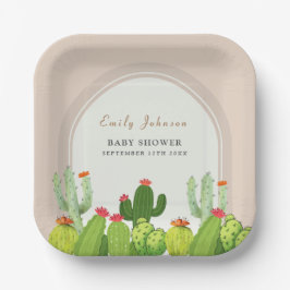 Geslachtsneutrale Boho cactus archa Baby shower Papieren Bordje