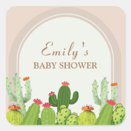 Geslachtsneutrale Boho cactus archa Baby shower Vierkante Sticker