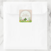 Geslachtsneutrale Boho cactus archa Baby shower Vierkante Sticker (Tas)