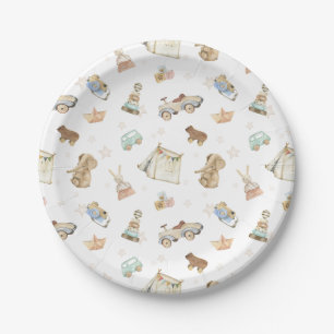 Geslachtsneutrale Boho Witte Baby Shower Papieren Bordje