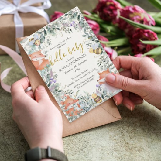 Geslachtsneutrale bosdieren Boho Baby shower Kaart