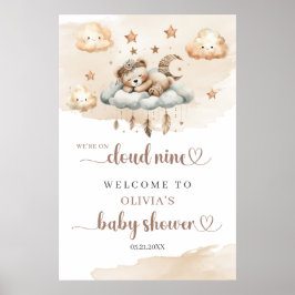 Geslachtsneutrale bruine beige slapende teddybeer poster