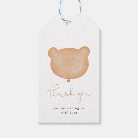 Geslachtsneutrale bruine teddybeer-Baby shower Cadeaulabel (Voorkant)
