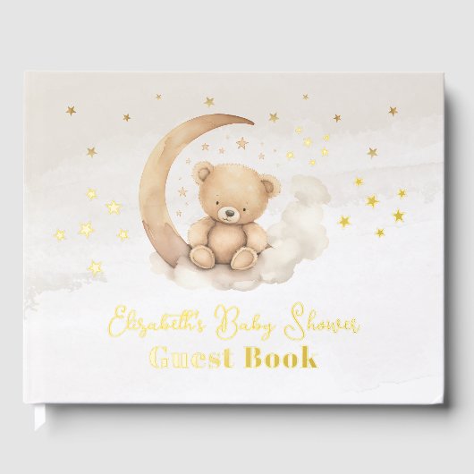 Geslachtsneutrale bruine teddybeer-Baby shower Gastenboek (Voorkant)