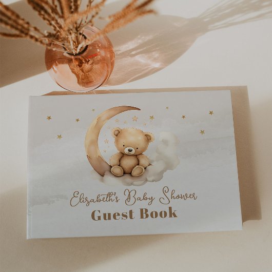 Geslachtsneutrale bruine teddybeer-Baby shower Gastenboek