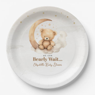Geslachtsneutrale bruine teddybeer babyshower papieren bordje