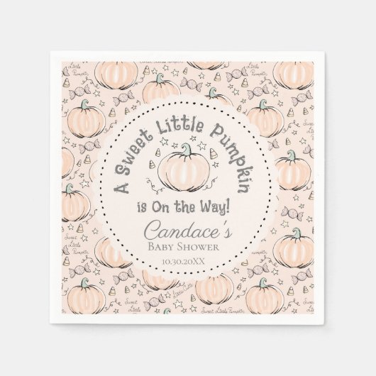 Geslachtsneutrale crème Little Pumpkin Baby shower Servet (Voorkant)