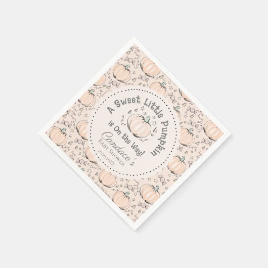 Geslachtsneutrale crème Little Pumpkin Baby shower Servet (Hoek)