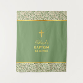 Geslachtsneutrale doop nep goud groene achtergrond wandkleed