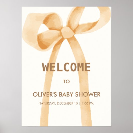Geslachtsneutrale Eenvoudige Boog Baby Shower Welk Poster (Voorkant)