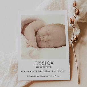 Geslachtsneutrale foto baby aankondigingskaart