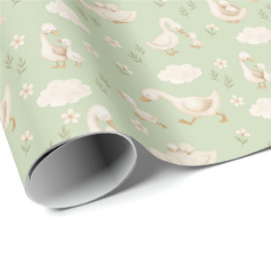 Geslachtsneutrale Groene Dwaze Gans Babyborrel Cadeaupapier
