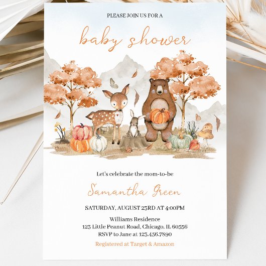 Geslachtsneutrale herfst bos babyborrel kaart