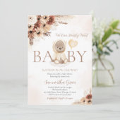Geslachtsneutrale herfstbeer babyshower kaart (Staand voorkant)