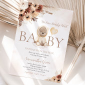 Geslachtsneutrale herfstbeer-babyshower kaart