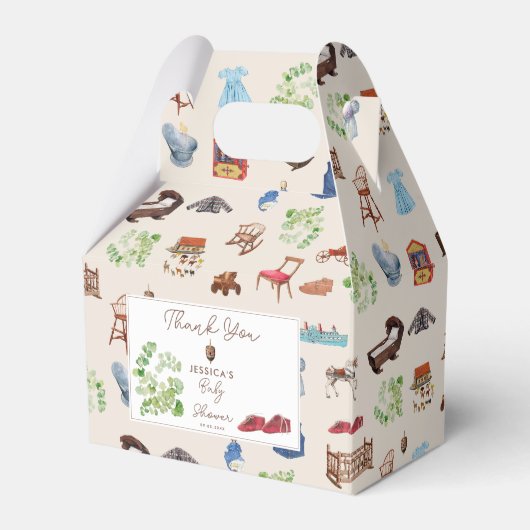 Geslachtsneutrale  kinderspeelgoed Baby shower Bedankdoosjes (Voorkant Zijde)