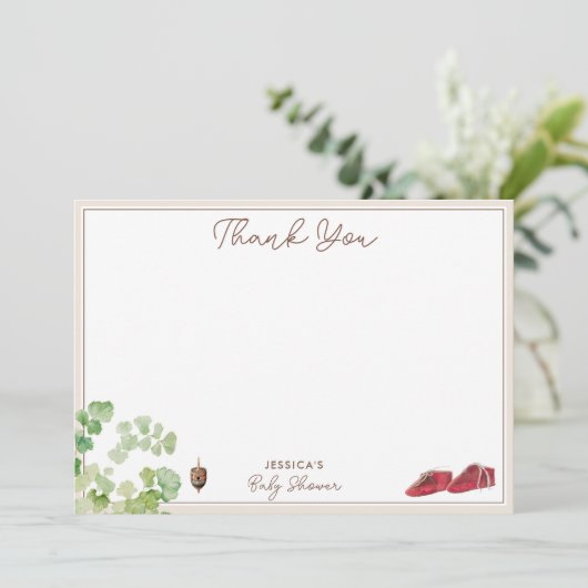 Geslachtsneutrale  kinderspeelgoed Baby shower Bedankkaart (Staand voorkant)