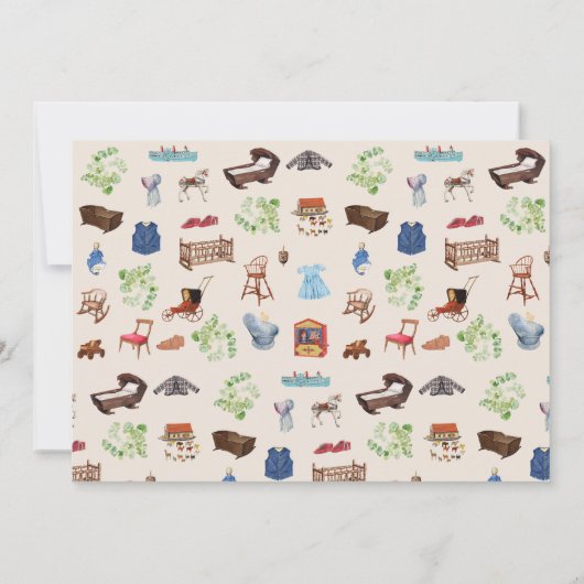 Geslachtsneutrale  kinderspeelgoed Baby shower Bedankkaart (Achterkant)