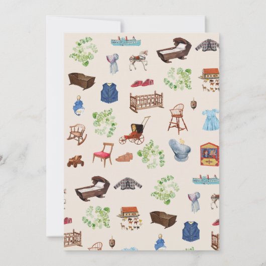 Geslachtsneutrale  kinderspeelgoed Baby shower Kaart (Achterkant)