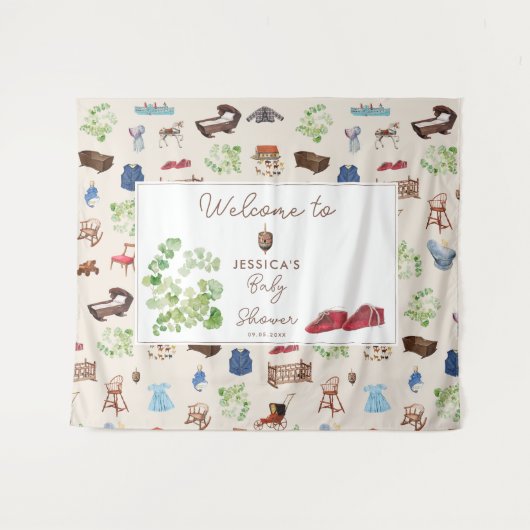 Geslachtsneutrale  kinderspeelgoed Baby shower Wandkleed (Voorkant (horizontaal))