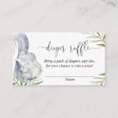 Geslachtsneutrale luierloterij olifant baby shower informatiekaartje (Voorkant)