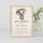 Geslachtsneutrale  olifant Baby shower Kaart (Staand voorkant)