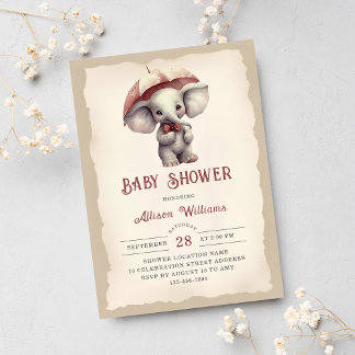 Geslachtsneutrale  olifant Baby shower Kaart