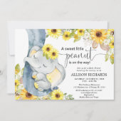Geslachtsneutrale olifant baby shower zonnebloemen kaart (Voorkant)