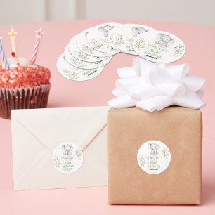 Geslachtsneutrale Olifant Groene Baby Shower Ronde Sticker