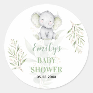 Geslachtsneutrale Olifant Groene Baby Shower Ronde Sticker