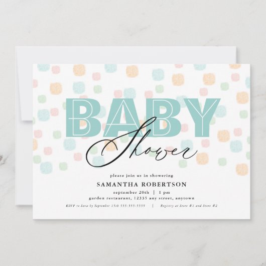Geslachtsneutrale Pastel Stippen Baby Shower (Voorkant)