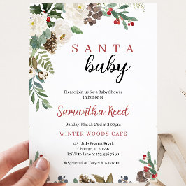 Geslachtsneutrale Santa Baby Kerst Baby Shower Kaart