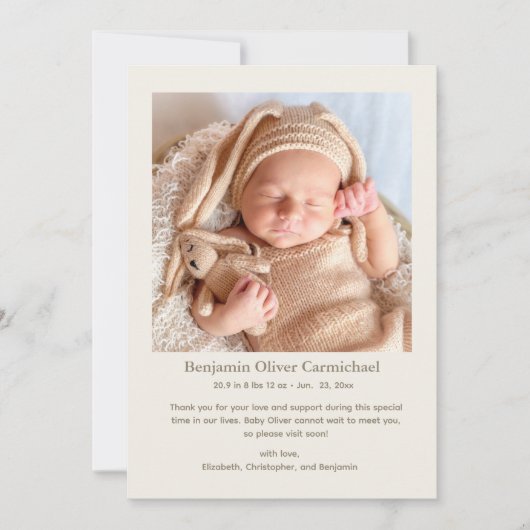 Geslachtsneutrale sterren MInimal Simple Sweet Bab Aankondiging (Voorkant)