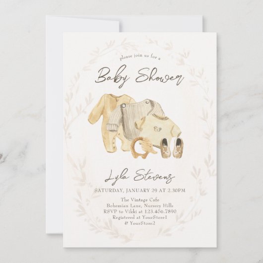 Geslachtsneutrale Sweet Baby kleding Baby shower Kaart (Voorkant)