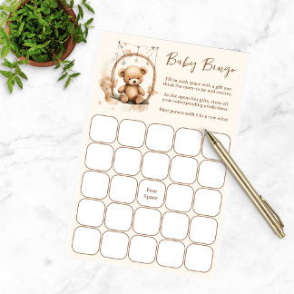 Geslachtsneutrale, teddybeer babyshower bingo