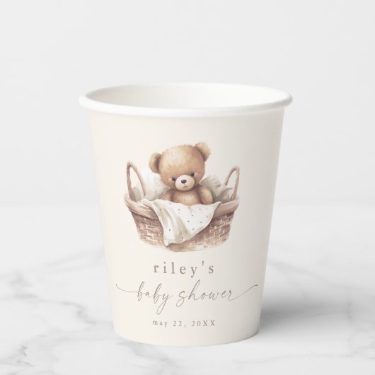 Geslachtsneutrale teddybeer Boho-Baby shower Papieren Bekers (Voorkant)