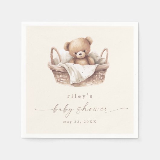 Geslachtsneutrale teddybeer Boho-Baby shower Servet (Voorkant)