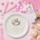 Geslachtsneutrale teddybeer Boho babyshower Papieren Bordje (Feest)