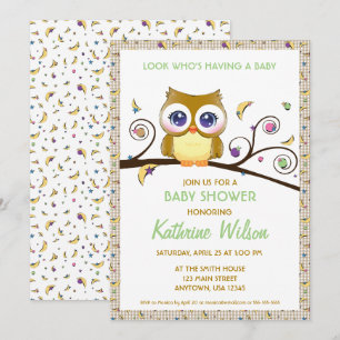 Geslachtsneutrale Uil Baby Shower Hemellichamen Do Kaart