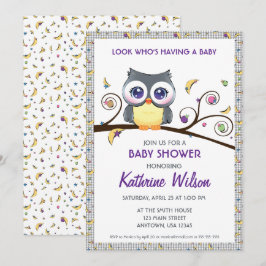 Geslachtsneutrale Uil Baby Shower Hemellichamen Do Kaart