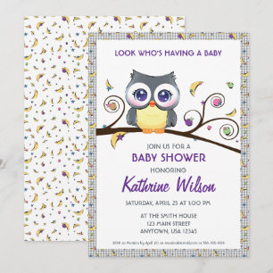 Geslachtsneutrale Uil Baby Shower Hemellichamen Do Kaart