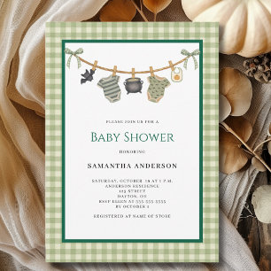 Geslachtsneutrale waslijn Halloween baby shower Kaart