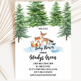 Geslachtsneutrale Winter Bos Baby Shower Kaart
