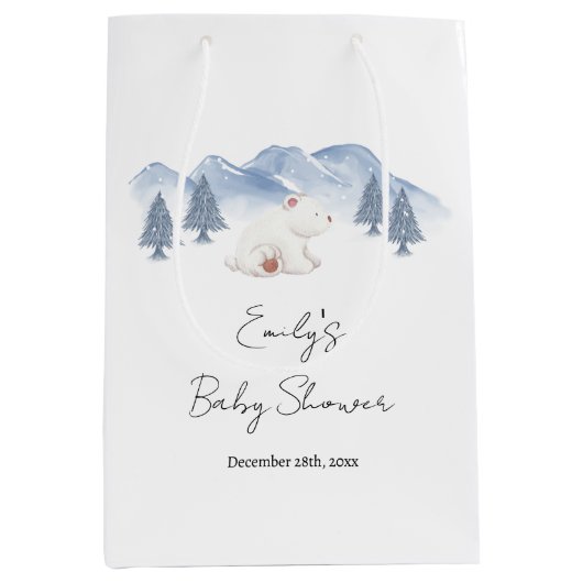 Geslachtsneutrale winterpolaire Beer Baby shower Medium Cadeauzakje (Voorkant)