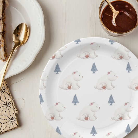 Geslachtsneutrale winterpolaire Beer Baby shower Papieren Bordje